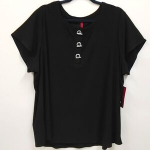 Black 3-Buttoned Women's Top 4228y